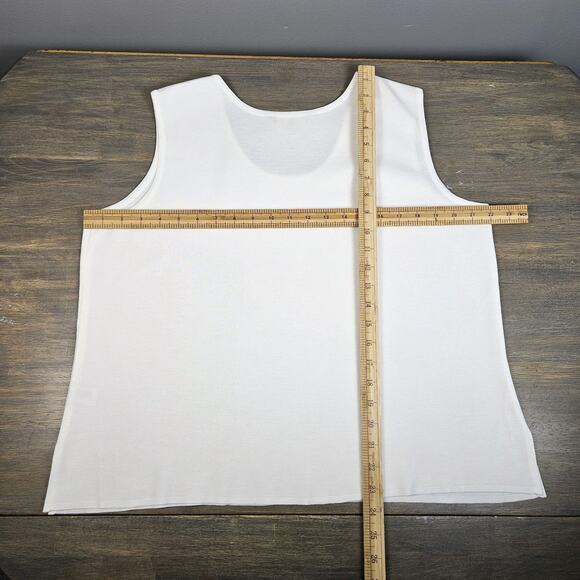 Ming Wang Mid-Length Scoop Neck Knit Tank Ivory Women's XL Career Layer Capsule - Picture 4 of 6